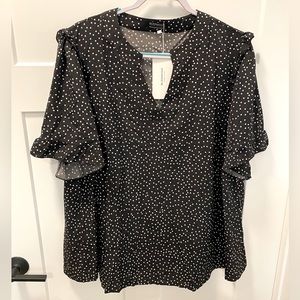 Black Ruffle Sleeve Blouse